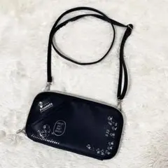 SNOOPY タテでもヨコでも持てる！ スマホショルダー スヌーピー お財布 黒