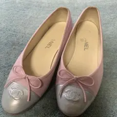 CHANEL バレエシューズ ピンク ゴールド 36C - メルカリ