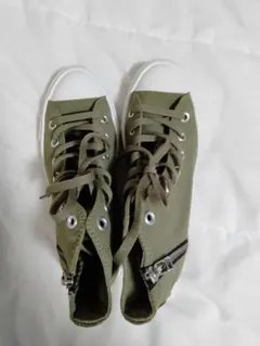 コンバース ジッパー付きハイカットスニーカー オリーブ22.5cm