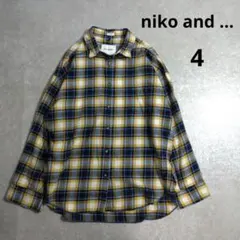 ニコアンド　タータンチェック長袖シャツ　襟ワイヤー入り　ゆったりサイズ