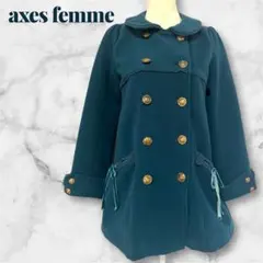 【axes femme】ミディアム丈ピーコート　ダブル金ボタン　リボン　レース