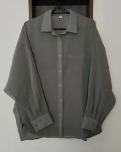 GU シアードルマンスリーブシャツQ オリーブ OLIVE Sサイズのサムネイル
