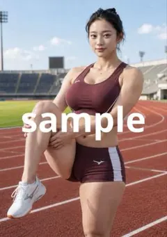 AI美女 グラビア 陸上競技場 ボルドーウェア 260905_21