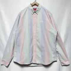 Lサイズ！supreme マルチストライプオックスフォードロゴステッチシャツ