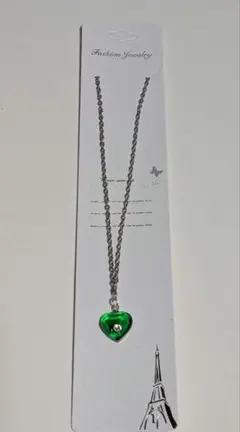 レジンネックレス 緑色ハート型ペンダントネックレス