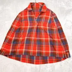 GIANNI LO GIUDICEチェック柄 スキッパーシャツ ブラウス S赤系のサムネイル
