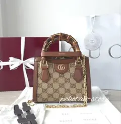 極美品【グッチ】〔グッチ ダイアナ〕クリスタル スモール トートバッグ