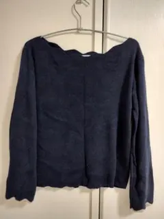 natural couture スカラップニット 紺 ネイビー