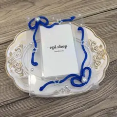 214♡ ホイップデコ トレカケースデコ B7 バレエコア y2k 青 リボン