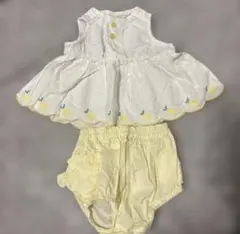 アプレレクール　ホワイトフリルトップスとイエローパンツセット