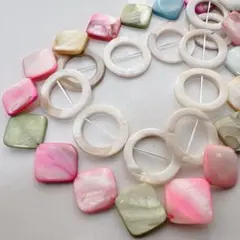 ぶ*か様 xk344/SALE！シェル◇カラフルスクエア形&穴開きサークル形mi