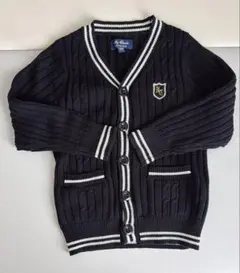 【美品】ネイビー リブ編み カーディガン　100㎝