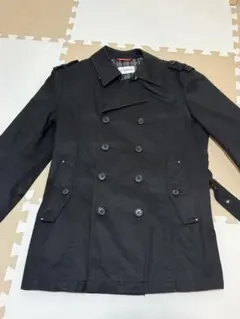 ブラック ダブルブレスト トレンチコート