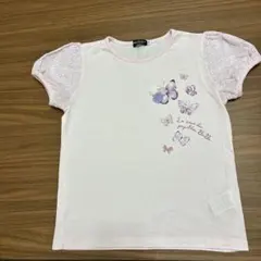 BeBe/蝶々プリントパフスリーブTシャツ　ピンク　サイズ140のサムネイル