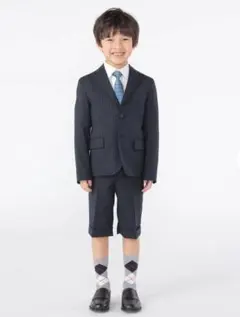 【未使用級美品】ストライプ スーツ 120cm 濃紺 ネイビー シップス