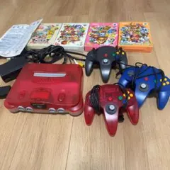 さ*♪様 NINTENDO64 クリアレッド 本体セット