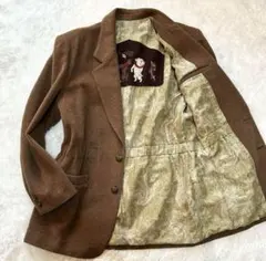希少デザイン　テーラードジャケット　動物　アニマル　ブラウン　L