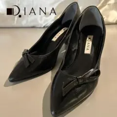 DIANA　ダイアナ　リボン　パンプス 　ブラック　AS36【Y】