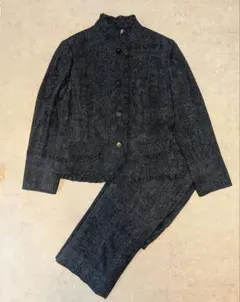 Leilianレリアン セットアップ パンツスーツ フリル ネイビー 春夏 11