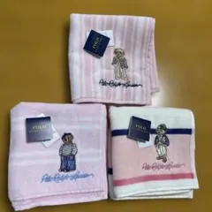 新品ポロラルフローレン ポロベア刺繍 タオルハンカチ三枚セット⓶