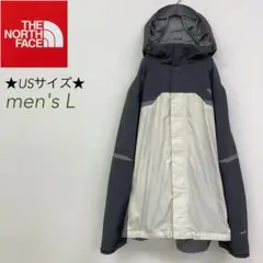 訳あり ノースフェイス USマウンテンパーカー グレー×ホワイト メンズXL