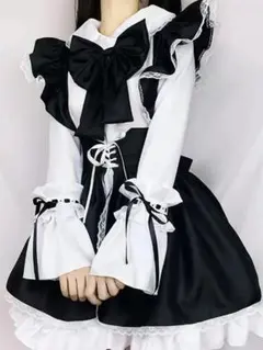 SHEIN クラシックメイド服 長袖 フリル リボン 編み上げのサムネイル