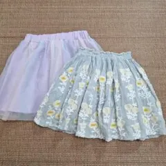 花柄刺繍スカート ギャザースカート　2枚セットのサムネイル