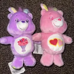 ケアベア　うさぎコスチューム　ぽってりぬいぐるみ　2体