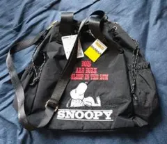 （新品）スヌーピー ナイロン 刺繍 巾着バッグ コミック75周年記念 ２WAY