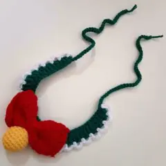 【Ｓ】クリスマス 猫 犬 首輪 蝶ネクタイ ベル 調整可能 編み物 軽量