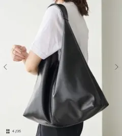 SLOBE IENAブラック フェイクレザー トートバッグのサムネイル