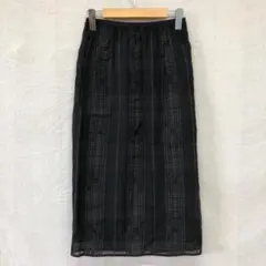 タグ付 ノーリーズ 24SS リネン混 レーシージャガードタイトスカート 黒