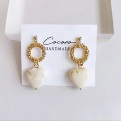 【117】ハートチャーム/つぶつぶリング　イヤリング　ピアス　ハンドメイド