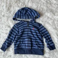 ラルフローレン ベビー パーカー 80 ボーダー フード ブルー