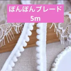 ぽんぽんブレード　5m 白　ハンドメイド　手芸　手作り　装飾　飾り　レース　新品