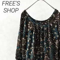 FREE'S SHOP カットソー チュニック フレア 花柄 フリル 裏地付き