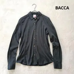BACCA カットソー長袖シャツ　黒　シンプル　綿　日本製　シェルボタン　Mのサムネイル