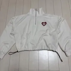 GRL ロゴハート刺繍ハーフジップトップス