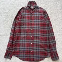 Finamore フィナモレ　チェック柄シャツ　レッド　イタリア製のサムネイル