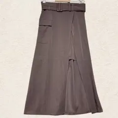 グレイル　ベルト付き フレア ロング スカート　ラップ風　Ｌ