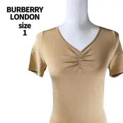 美品　バーバリーロンドン Vネック 半袖 カットソー ギャザー ホースロゴ 1