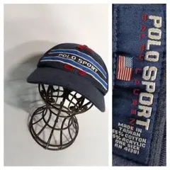 90's ヴィンテージポロスポーツラルフローレン紺肉厚6パネルキャップネイビー