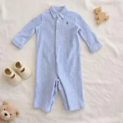 Ralph Lauren ベビー カバーオール ブルーストライプ 長袖
