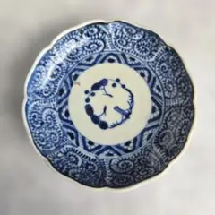 古伊万里　染付　蛸唐草　小皿　豆皿　江戸時代　金直し　金継ぎ　骨董　アンティーク