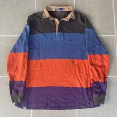 90s ralph lauren 太　ボーダー　ラガーシャツ　カニエウエスト