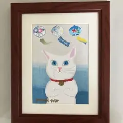 超レア当選品 かなしきデブ猫ちゃん 額装原画・直筆サイン色紙・非売品