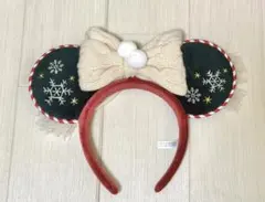 ディズニー クリスマス 2025 カチューシャ 緑 赤 ニットリボン