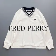 FRED PERRY フレッドペリー　ポロニット　Vネック　ホワイト　チルデン