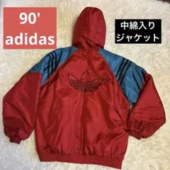 美品90'ヴィンテージ　adidas アディダス　フード中綿入りジャケット M