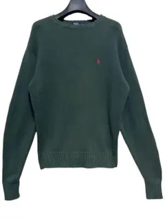 レア　90s ポロバイラルフローレン　コットンニット　グリーン　ロゴ刺繍　L
